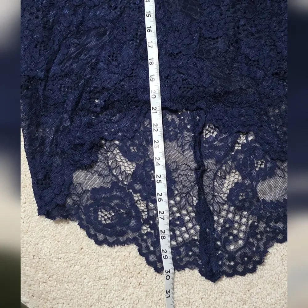 Wayf Midnight Blue Lace Midi Skirt Size Large